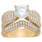 Tiara 3.52 Ct. T.w. 2 Piece Round-cut Pave Bridal Cubic Zirconia Ring In 14k Gold Over Silver - (10), Girl's, Yellow