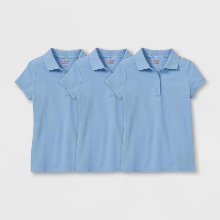 Girls' 3pk Short Sleeve Pique Uniform Polo Shirt - Cat & Jack
