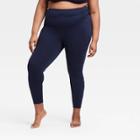 Women's Plus Size Contour High-rise Shirred 7/8 Leggings With Power Waist 25 - All In Motion Navy 1x, Women's, Size:
