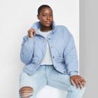 Women's Plus Size Button-front Quilted Jacket - Wild Fable Blue