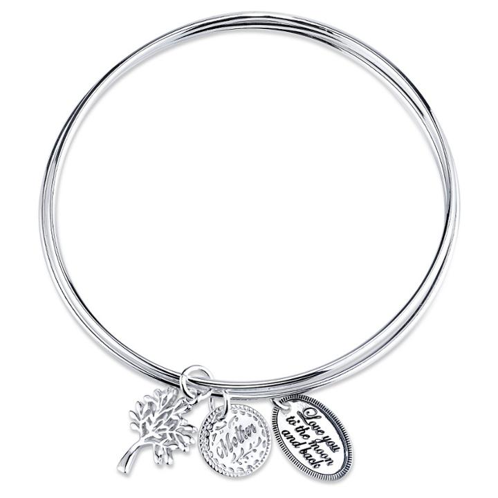 Target Silver Plated Mom Bangle 3 Piece Set - Silver