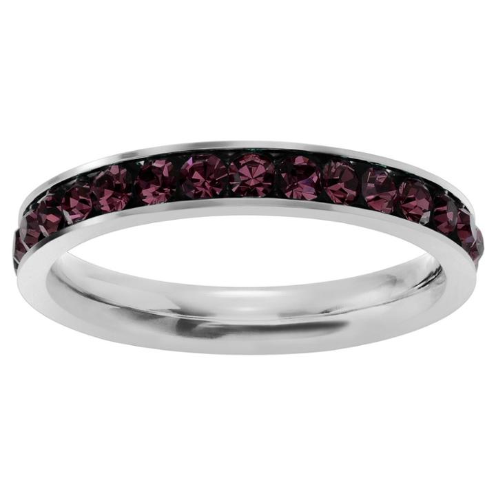 Journee Collection 3/5 Ct. T.w. Round-cut Cz Birthstone Eternity Channel Set Band In Sterling Silver - Light Purple,
