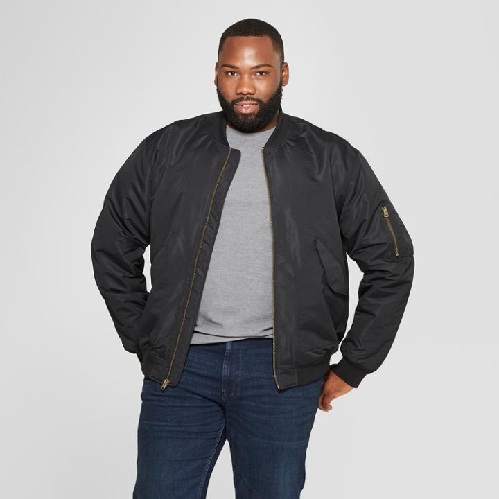 Men's Big & Tall Aviator Bomber Jacket - Goodfellow & Co Black