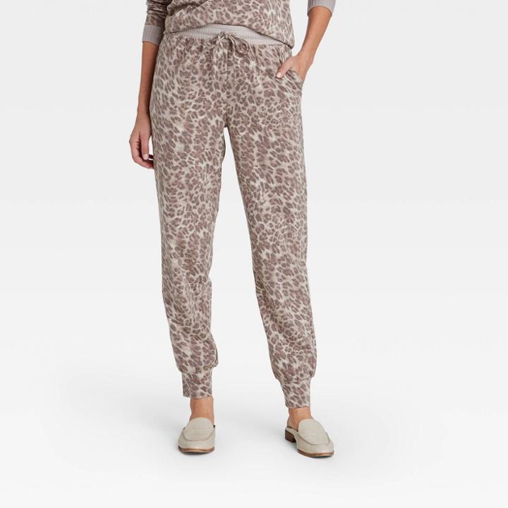 Women's Leopard Print Jogger Pants - Knox Rose Brown
