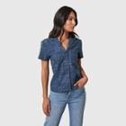 United By Blue Women's Short Sleeve Camp Shirt - Shapes/navy Blue