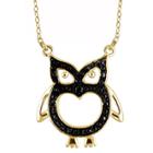Target Women's Sterling Silver Accent Round-cut Black Diamond Pave Set Owl Pendant - Yellow