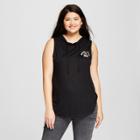 Women's Plus Size Feeling Campy Hooded Graphic Tank Top - Modern Lux (juniors') Black