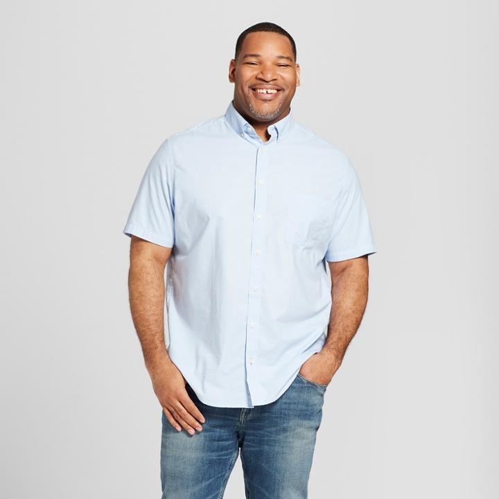 Men's Tall Short Sleeve Button-down Shirt - Goodfellow & Co Bayshore Blue