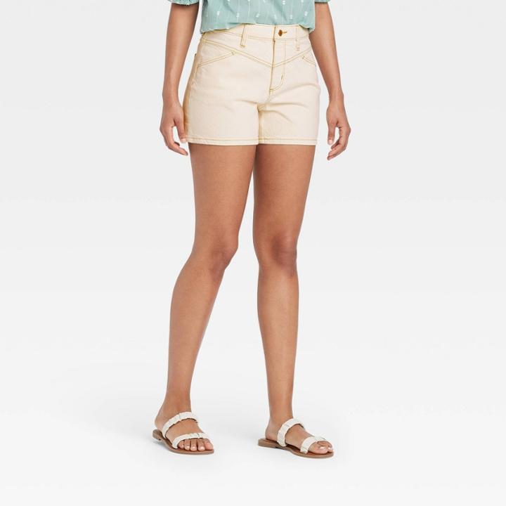 Women's High-rise Midi Jean Shorts - Universal Thread Ecru
