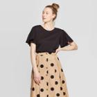 Women's Woven Short Sleeve Scoop Neck T-shirt - Who What Wear Jet Black
