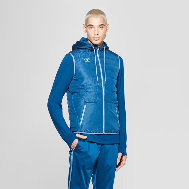 Umbro Men's Fleece Puffer Vests - Poseidon Blue