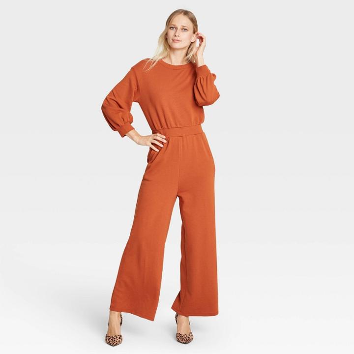 Women's Balloon Long Sleeve Jumpsuit - Who What Wear Brown
