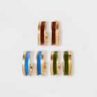 Enamel Inlay Hoop Earring Set 3pc - Universal Thread Maroon/blue/green