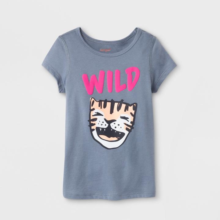 Toddler Girls' Adaptive Short Sleeve Wild Graphic T-shirt - Cat & Jack Gray