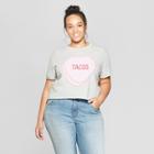 Women's Plus Size Short Sleeve Tacos Heart Graphic T-shirt - Grayson Threads (juniors') Gray