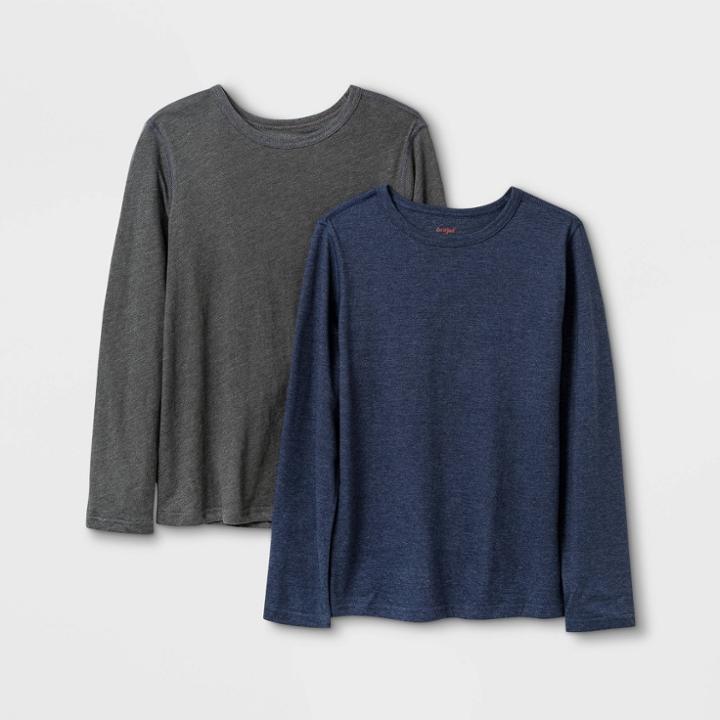 Boys' Adaptive 2pk Long Sleeve T-shirt - Cat & Jack Charcoal/navy