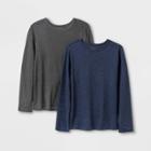 Boys' Adaptive 2pk Long Sleeve T-shirt - Cat & Jack Charcoal/navy