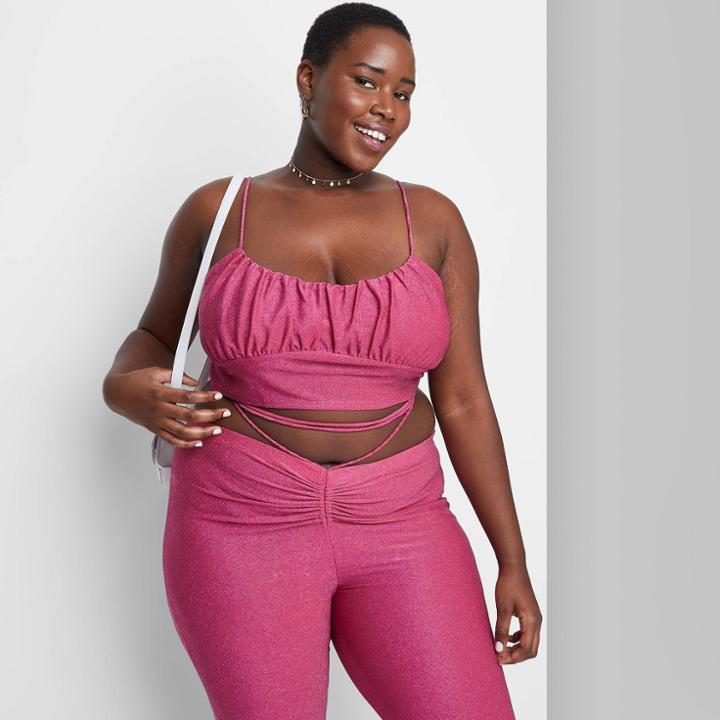 Women's Plus Size Lurex Tiny Tank Top - Wild Fable Pink