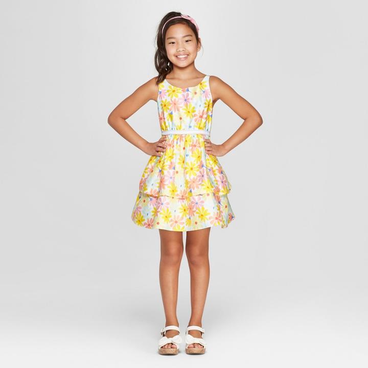 Plus Size Girls' Floral Print Dressy Dress - Cat & Jack Yellow M Plus,
