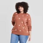Women's Plus Size Polka Dot Crewneck Pullover Sweater - Ava & Viv Pink X