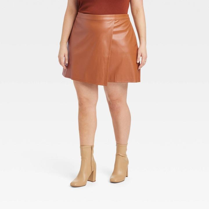 Women's Plus Size A-line Skirt - A New Day Brown