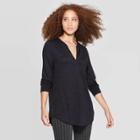 Women's Any Day Casual Fit Long Sleeve V-neck Tunic - A New Day Black