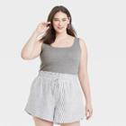 Women's Plus Size Square Neck Tank Top - A New Day Heather Gray