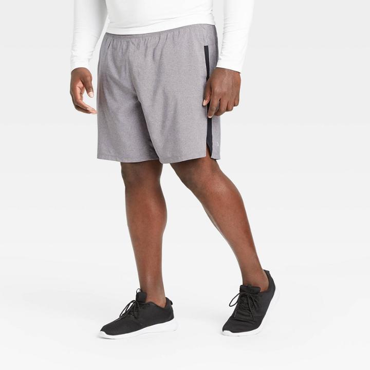 Men's 9 Lined Run Shorts - All In Motion Light Gray S, Men's,
