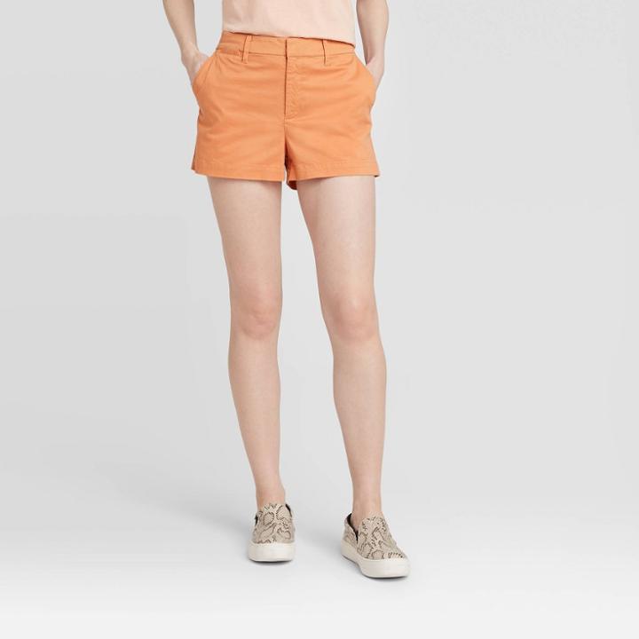Women's High-rise Regular Fit 3 Chino Shorts - A New Day Orange