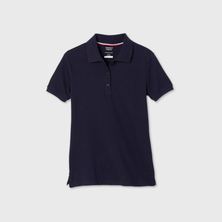 French Toast Young Womans' Uniform Short Sleeve Pique Polo Shirt - Navy