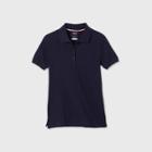 French Toast Young Womans' Uniform Short Sleeve Pique Polo Shirt - Navy