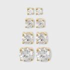 Distributed By Target Cubic Zirconia Round Stud Earrings With 14k Gold Plating In Sterling Silver Earring