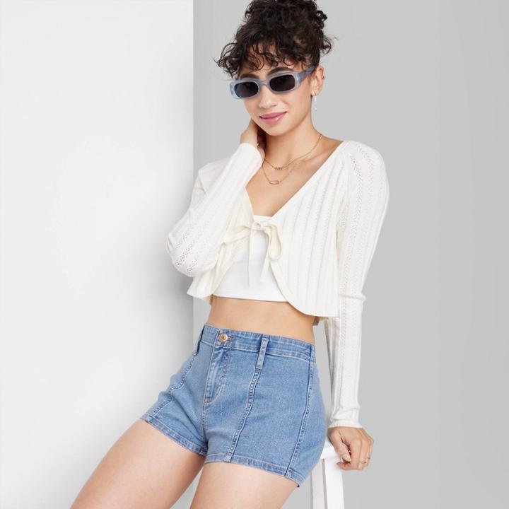 Women's Super-high Rise Seamed Jean Shorts - Wild Fable Medium Wash 00,