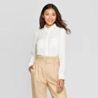 Women's Relaxed Fit Long Sleeve Collared Button-down Shirt - A New Day White