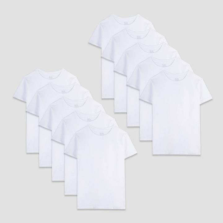 Fruit Of The Loom Boys' Solid 10pk Shirt - White