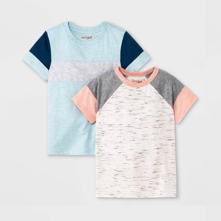 Toddler Boys' 2pk Colorblock Short Sleeve T-shirt - Cat & Jack Pink/blue
