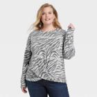 Women's Plus Size Twist-front Sweatshirt - Knox Rose Heather Gray Zebra