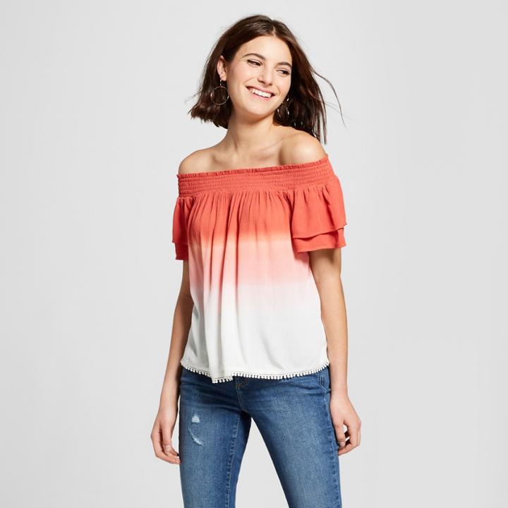 Women's Short Sleeve Off The Shoulder Top - Xhilaration Red