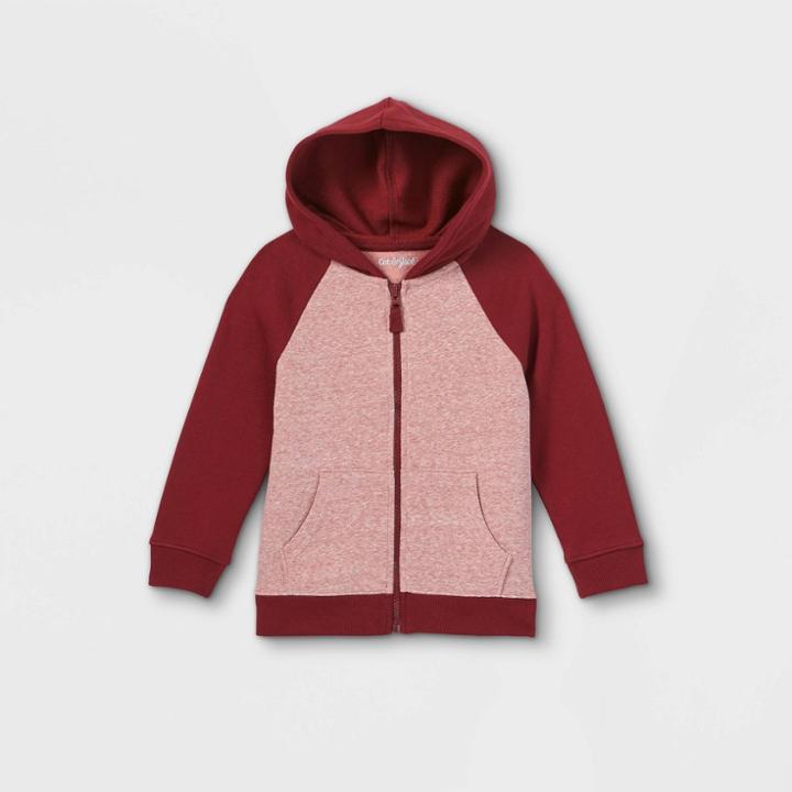 Toddler Boys' Fleece Zip-up Hoodie Sweatshirt - Cat & Jack Maroon