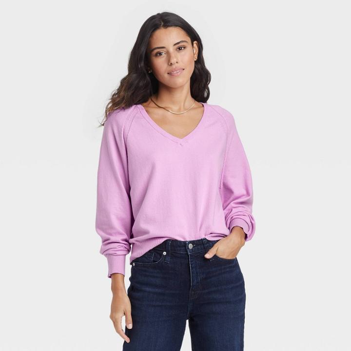Women's Lightweight V-neck Pullover Sweater - A New Day
