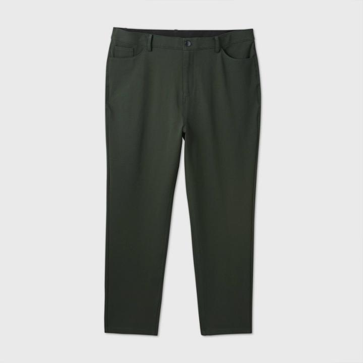 Women's Plus Size Mid-rise Ankle Length 5 Pocket Ponte Pants - Ava & Viv Green