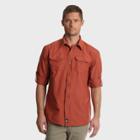 Wrangler Men's Outdoor Generous Fit Long Sleeve Calvin Camp Shirt - Orange Xl, Chili Powder