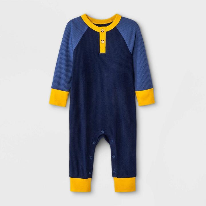 Baby Boys' Raglan Romper - Cat & Jack Navy Newborn, Blue