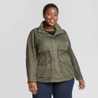 Women's Plus Size Long Sleeve Rain Jacket - Ava & Viv Green X