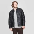 Men's Big & Tall Midweight Faux Leather Moto Jacket - Goodfellow & Co Black