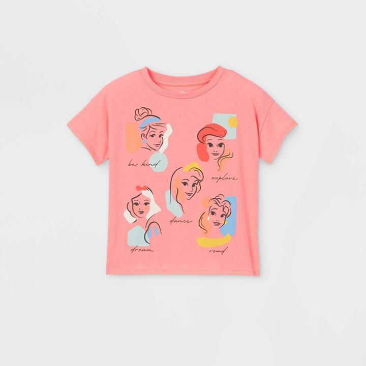 Girls' Disney Princesses Short Sleeve T-shirt - Pink