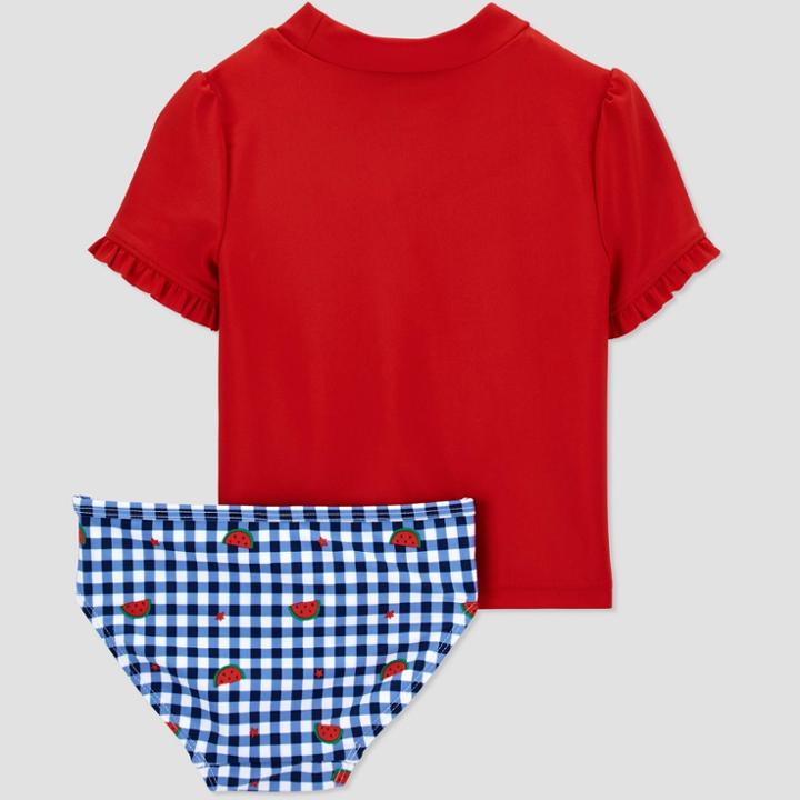 Toddler Girls' Watermelon Short Sleeve Rash Guard Set - Just One You Made By Carter's Red/blue