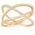 Tiara 0.42 Ct. T.w. Crossroad Cubic Zirconia X Ring In 14k Gold Over Silver - (10), Girl's, Yellow