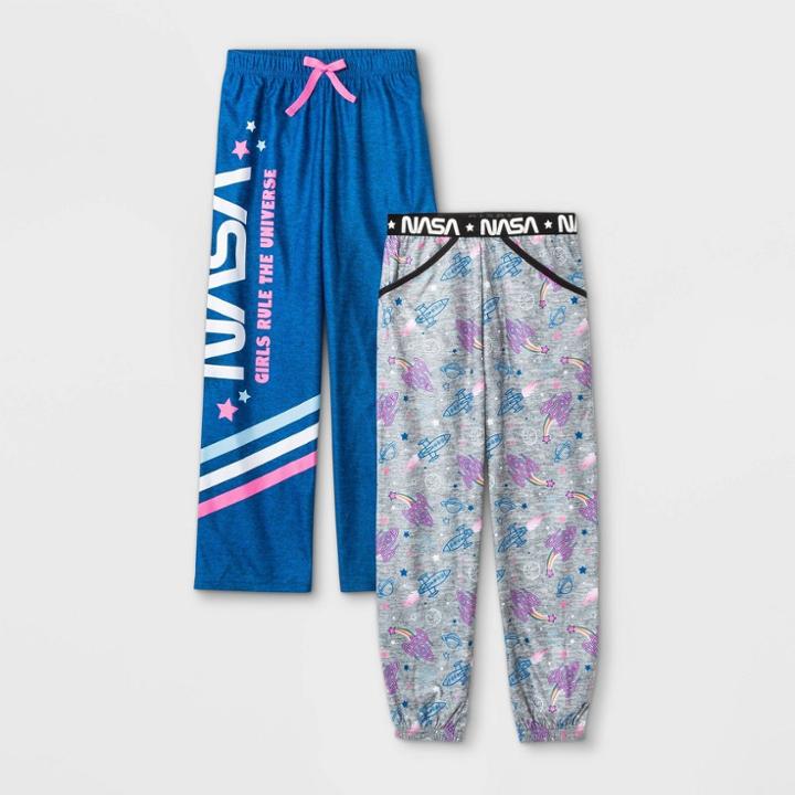 Girls' Nasa 2pk Pajama Pants - Gray/blue