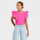Women's Flutter Sleeve Tank Top - A New Day Pink